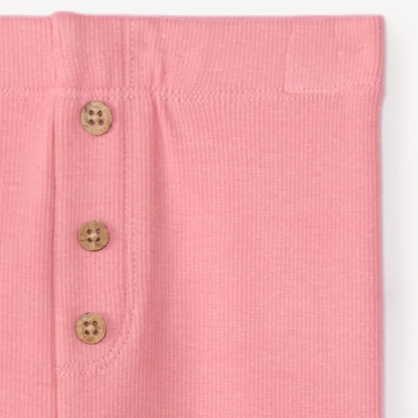 Caleçon uni côtelé avec boutons pour bébé fille