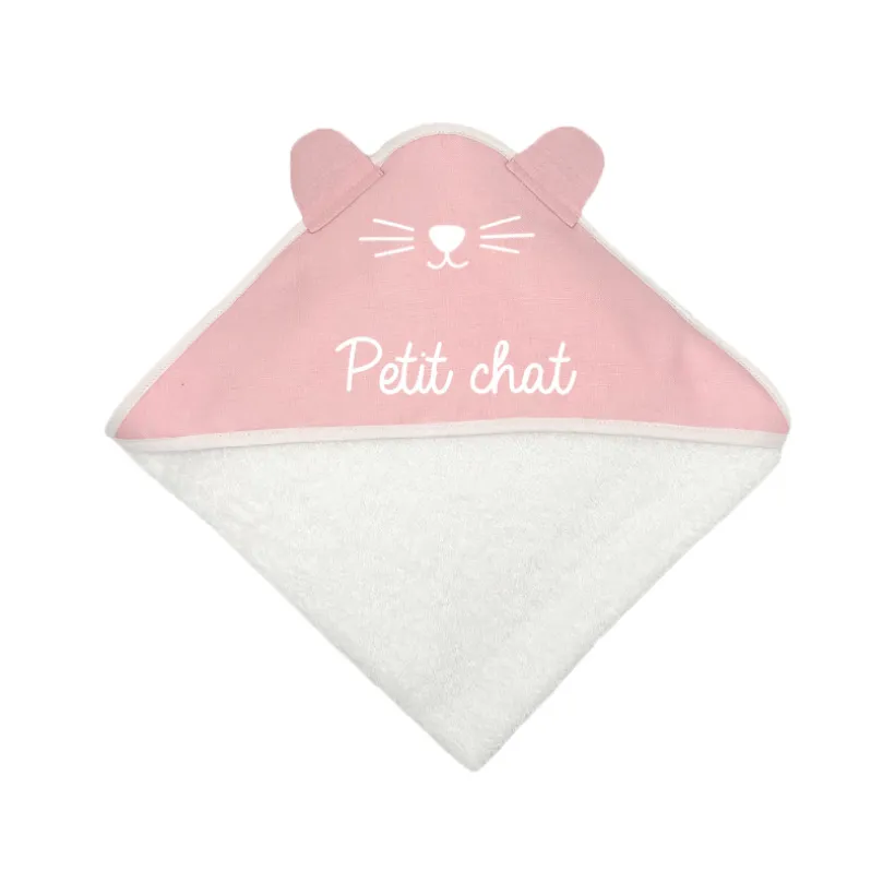 Cape de bain chat - Rose