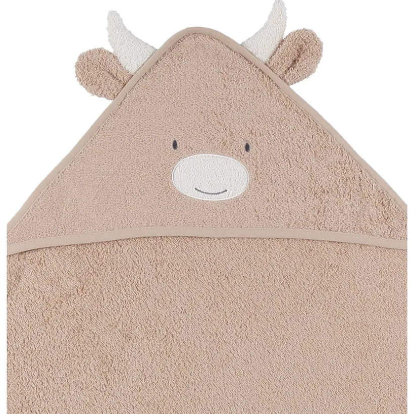 Cape de bain + gant de toilette en éponge Beige
