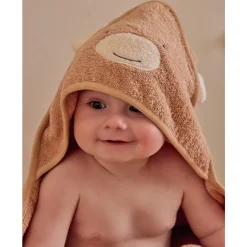 Cape de bain + gant de toilette en éponge Beige
