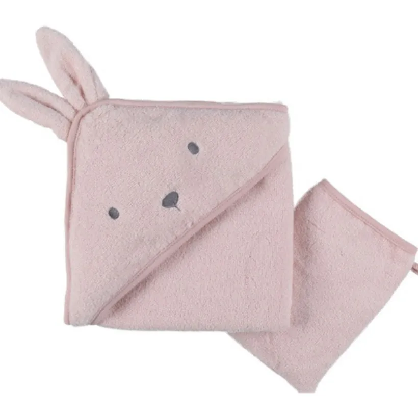 Cape de bain + gant de toilette en éponge 75x75 Rosie