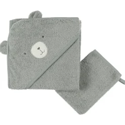 Cape de bain + gant de toilette en éponge Vert