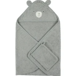 Cape de bain + gant de toilette en éponge Vert