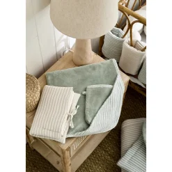 Cape de bain + gant de toilette Soft Stripes Vert/Gris