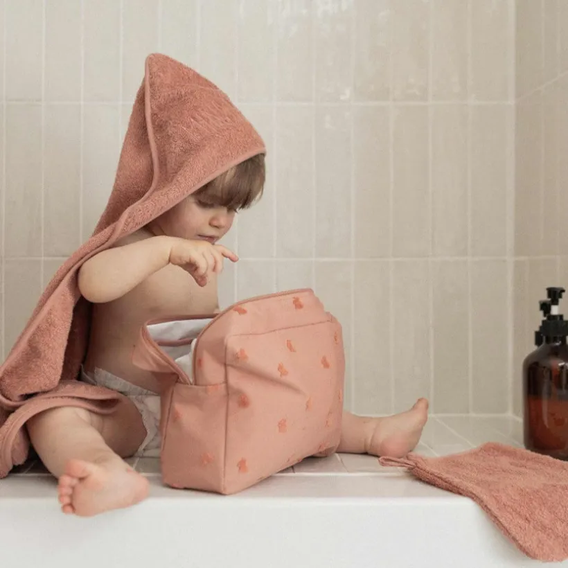 Cape de bain + Gant "Mini Nous" 70x70cm Terracotta