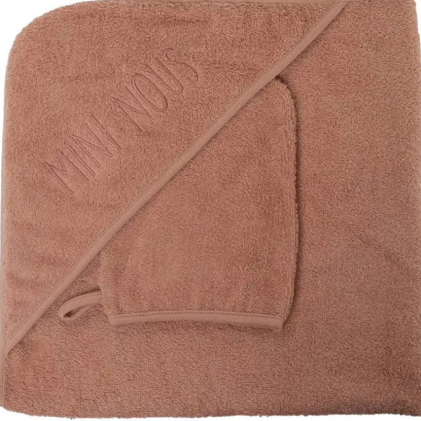 Cape de bain + Gant "Mini Nous" 70x70cm Terracotta
