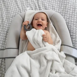 Cape de bain XL avec anneau de dentition Dry'n Play White