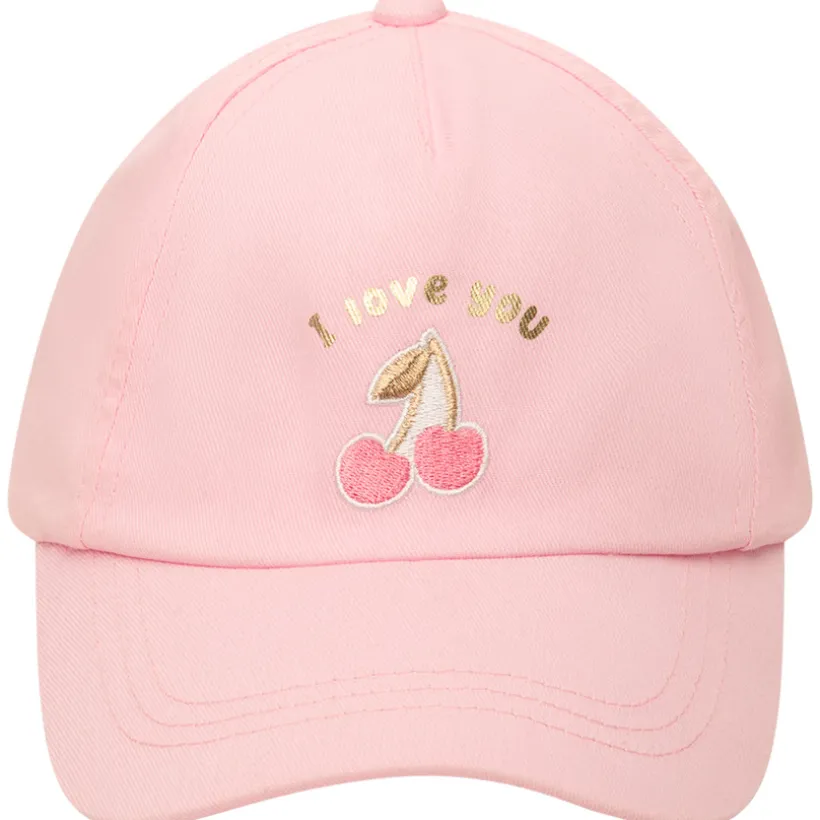 Casquette broderie cerises et foil print pour bébé fille