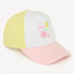 Casquette en twill effet color block broderie citron pour fille