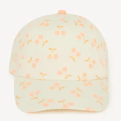Casquette en twill motif cerise pour bébé fille