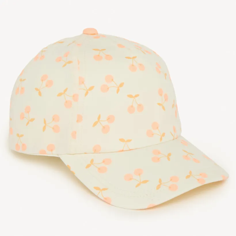 Casquette en twill motif cerise pour bébé fille