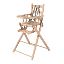 Chaise haute Sarah extra-pliante vernis couleur naturelle