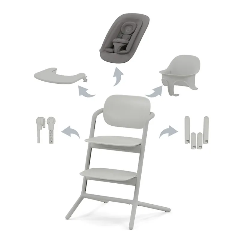 Chaise-haute évolutive Lemo 4 en 1 suede grey