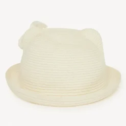 Chapeau ludique chat en paille tressée pour bébé fille