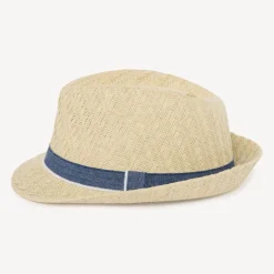Chapeau trilby en paille avec galon pour bébé garçon