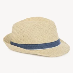 Chapeau trilby en paille avec galon pour garçon