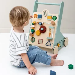 Chariot d'activité à pousser en bois animaux