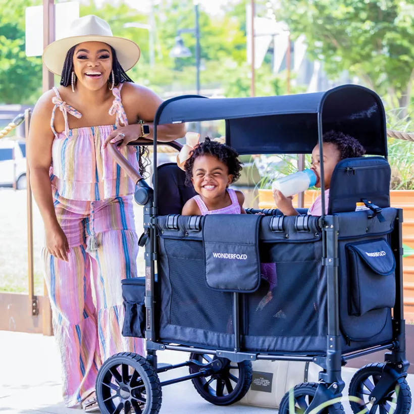 Chariot de transport pour enfants double Luxe Volcano Black