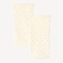 Chaussettes normale uni à pois en lurex dorée pour fille