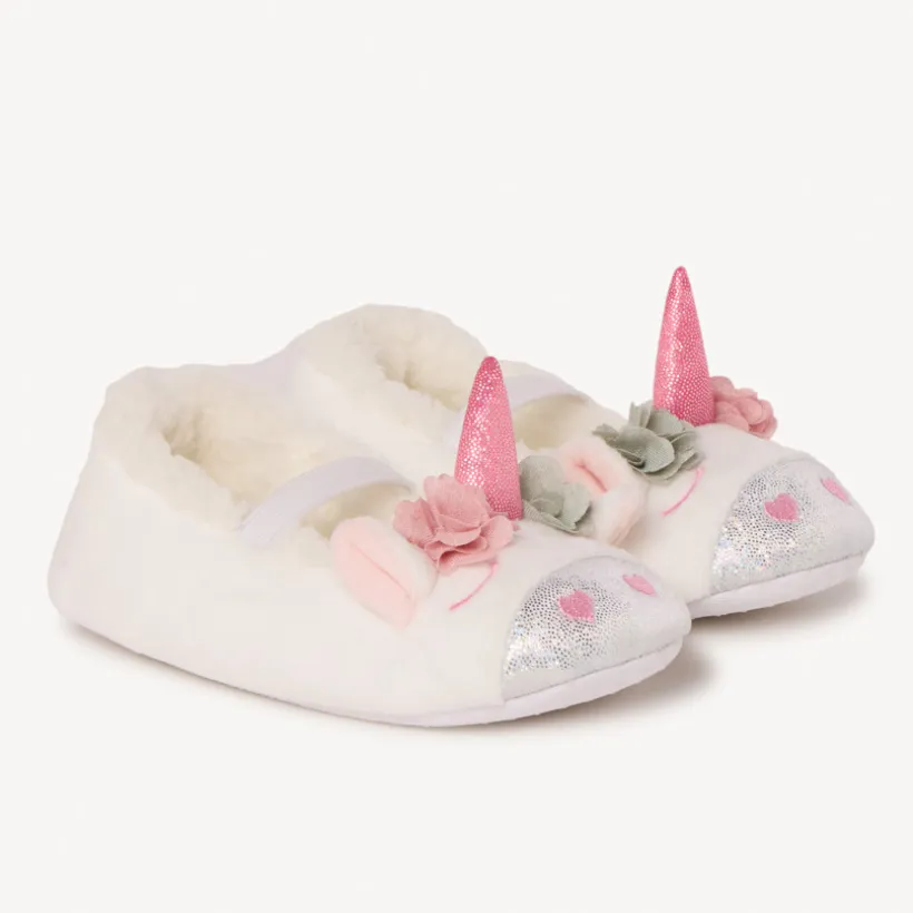 Chausson avec élastique et tête de licorne pour bébé fille