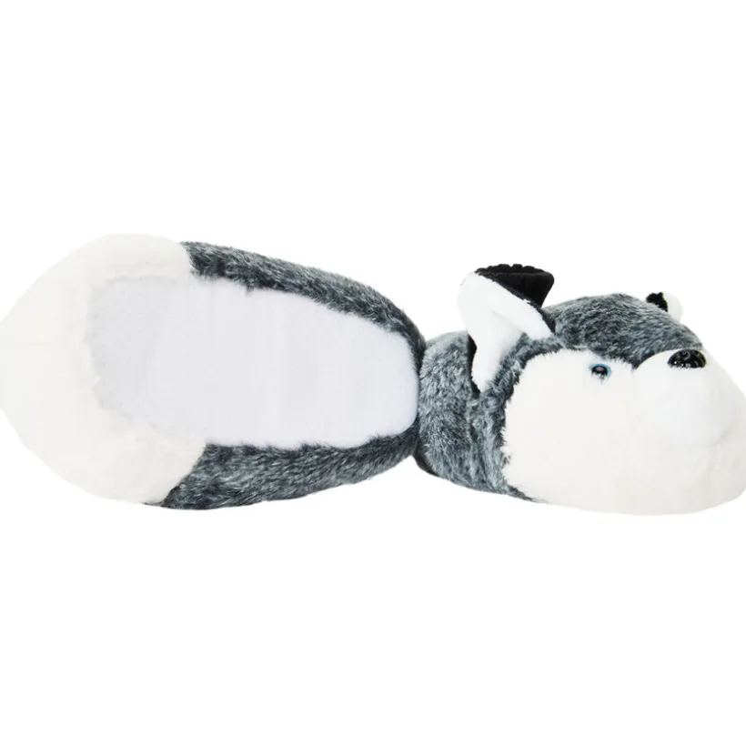 Chausson gris et blanc visuel chien pour garçon