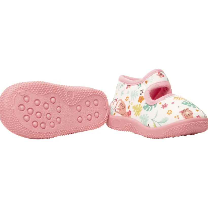 Chaussons babies à scratch imprimé jungle pour bébé fille