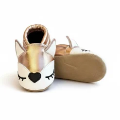 Chaussons bébé en cuir 0-6M Jade la renarde gold