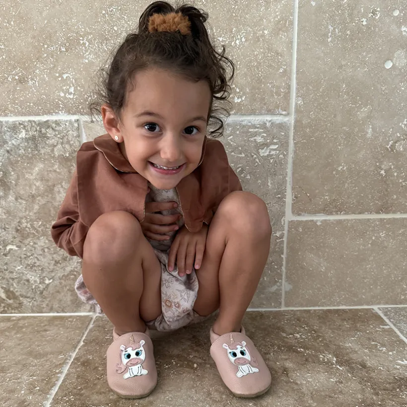 Chaussons bébé en cuir 18-24M Simone la licorne rose
