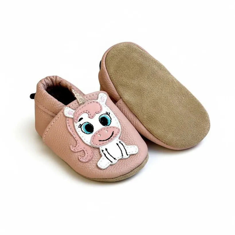 Chaussons bébé en cuir 18-24M Simone la licorne rose