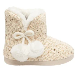 Chaussons bottes en maille à sequins fourrés pour fille