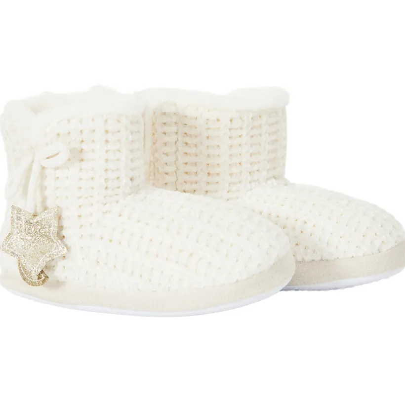 Chaussons bottes en tricot avec décos pailletée pour fille