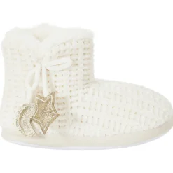 Chaussons bottes en tricot avec décos pailletée pour fille
