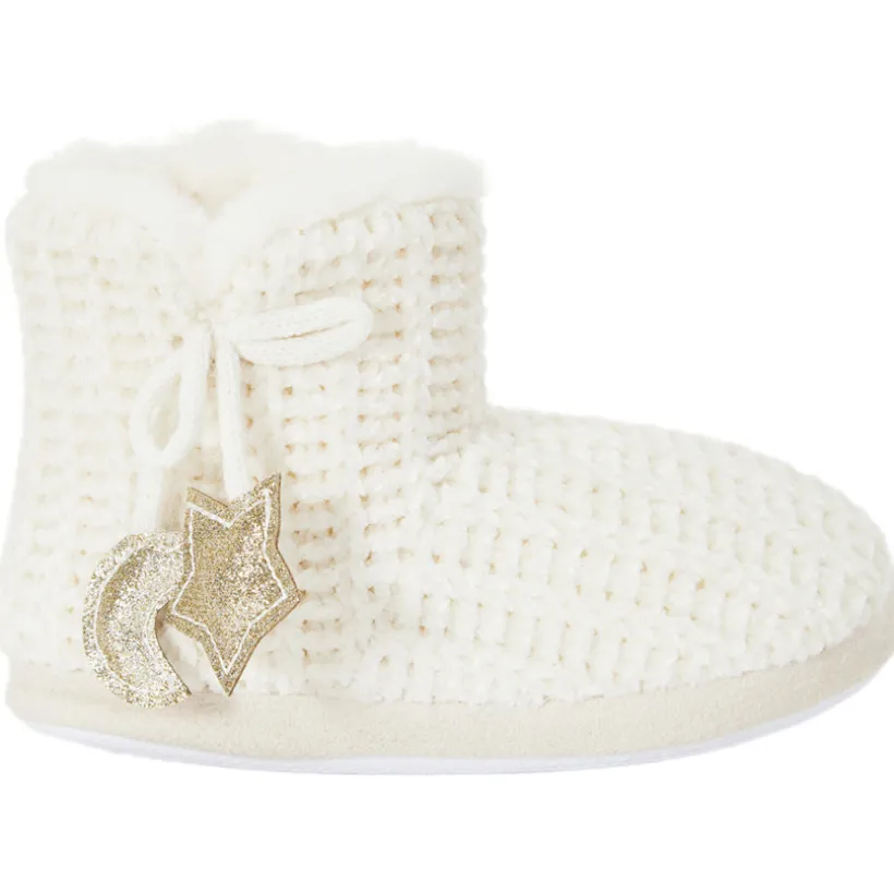 Chaussons bottes en tricot avec décos pailletée pour fille