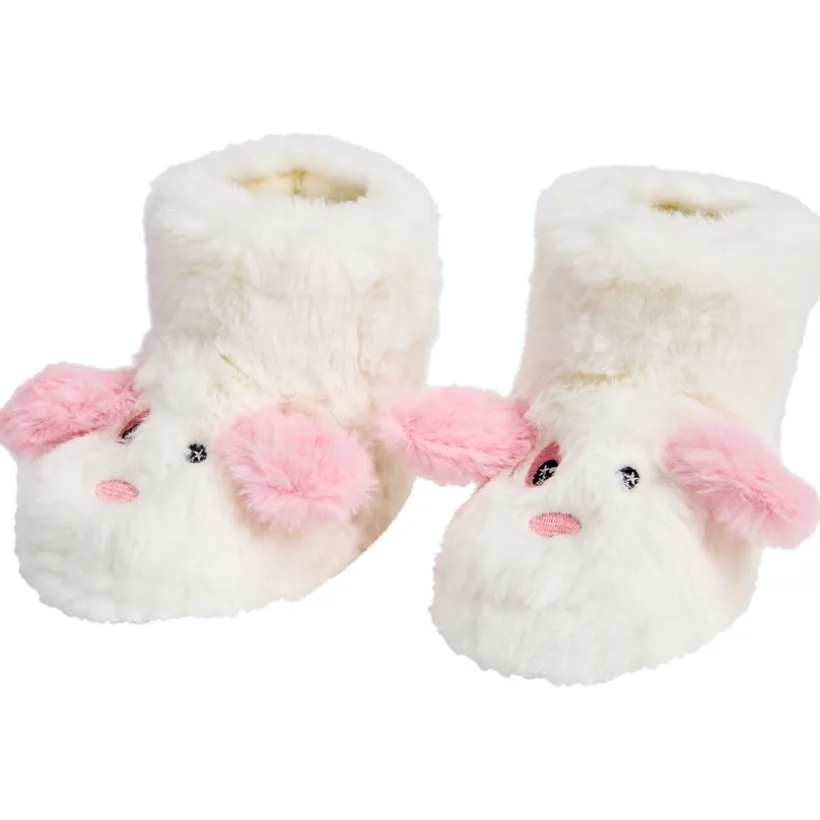Chaussons bottes à fausse fourrure chien pour bébé fille