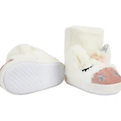 Chaussons bottes à fausse fourrure licorne pour fille