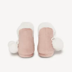 Chaussons bottes fourrés en velours avec pompons pour fille