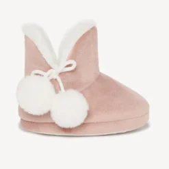 Chaussons bottes fourrés en velours avec pompons pour fille