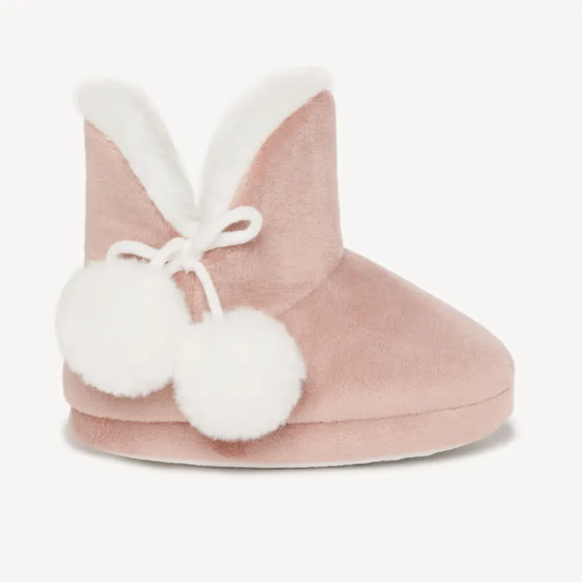 Chaussons bottes fourrés en velours avec pompons pour fille