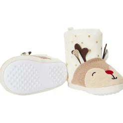 Chaussons bottes fourrés rennes de Noël pour fille