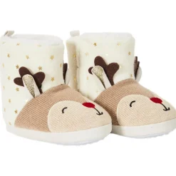 Chaussons bottes fourrés rennes de Noël pour fille