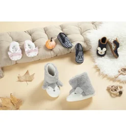 Chaussons bottillons patch brodé ours et oreilles en relief pour garçon