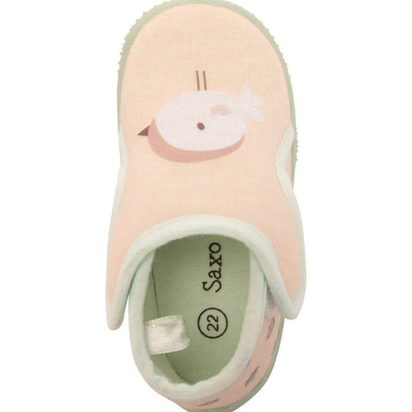 Chaussons bottillons velcro print oiseau pour bébé fille
