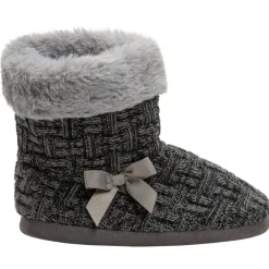 Chaussons forme bottes en tricot avec doublure en fausse fourrure