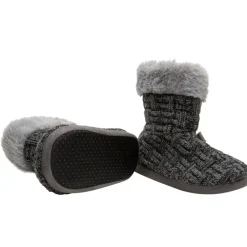Chaussons forme bottes en tricot avec doublure en fausse fourrure