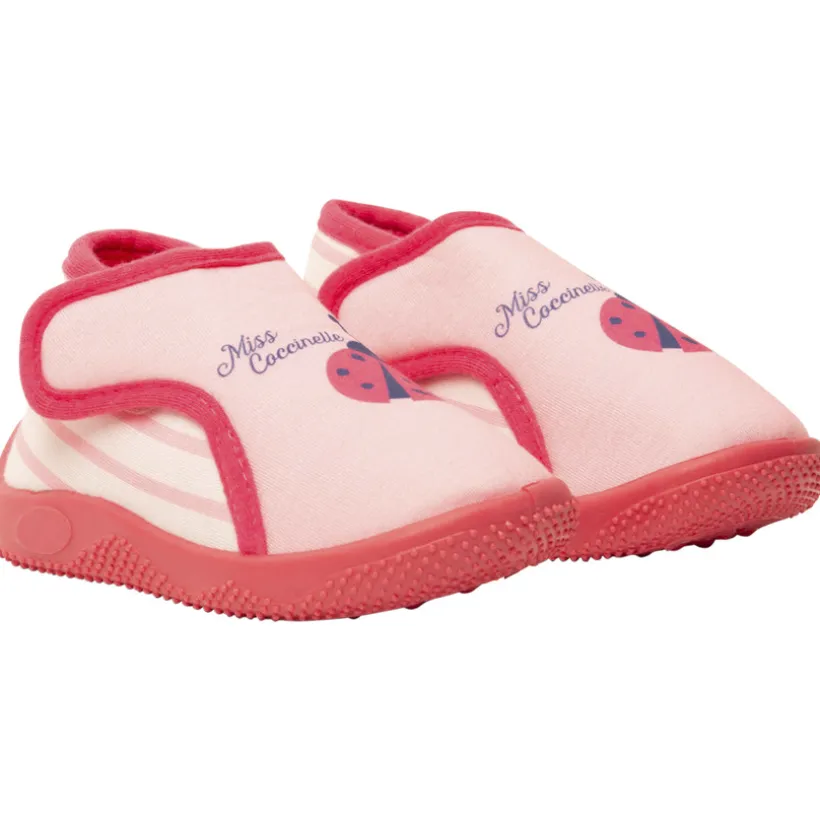 Chaussons forme bottillons print coccinelle à scratch pour bébé fille