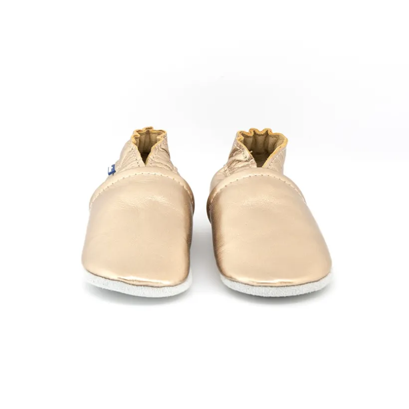 Chaussons souples 0-3M en cuir Babysoft doré