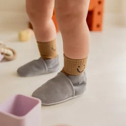 Chaussons souples 6-12M en suède Babysoft sky