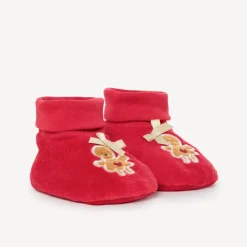 Chaussons velours motif biscuit de Noël pour bébé fille