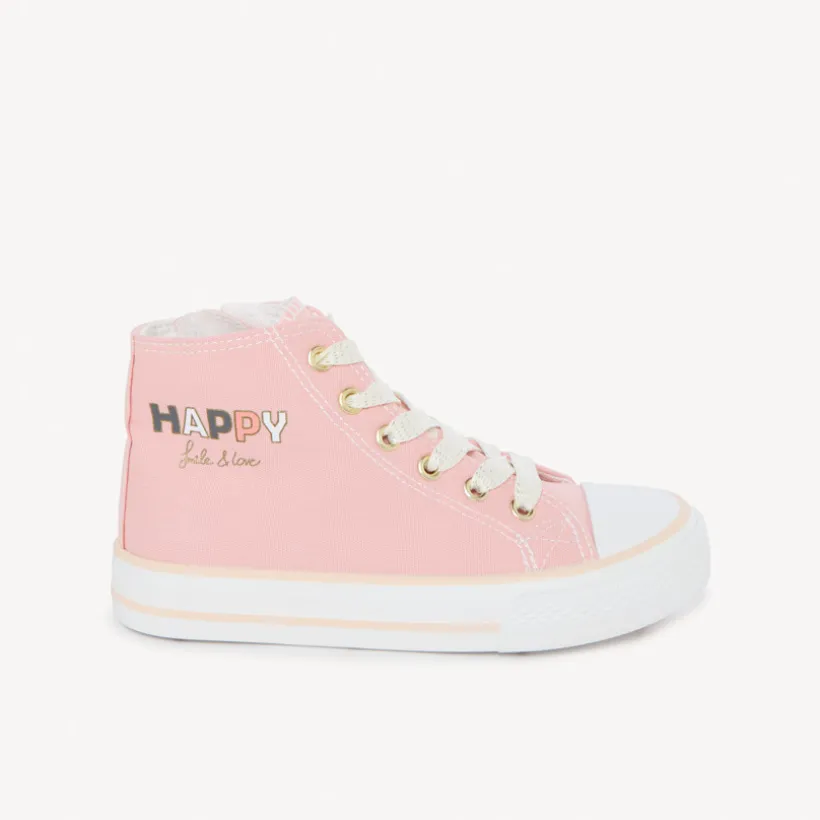 Chaussures en toile montante à zip et lacets fantaisie pour fille