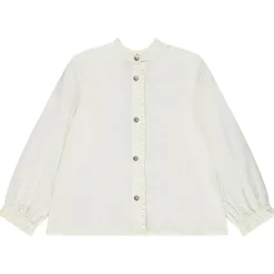 Chemise brodée à manches longues bouffantes pour fille
